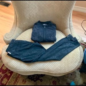 Zella yoga pants and jacket, black w/ design S & M